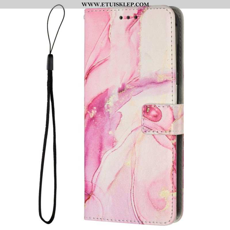 Etui Folio do iPhone 14 z Łańcuch Pasek Marmuru